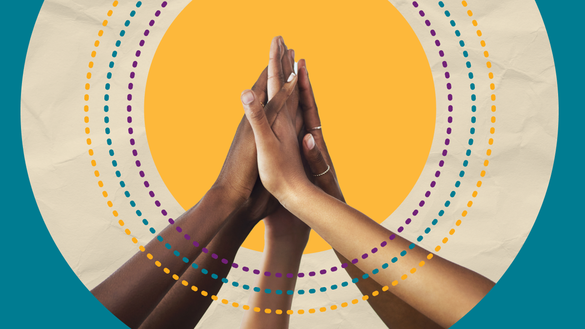 Several hands high fiving