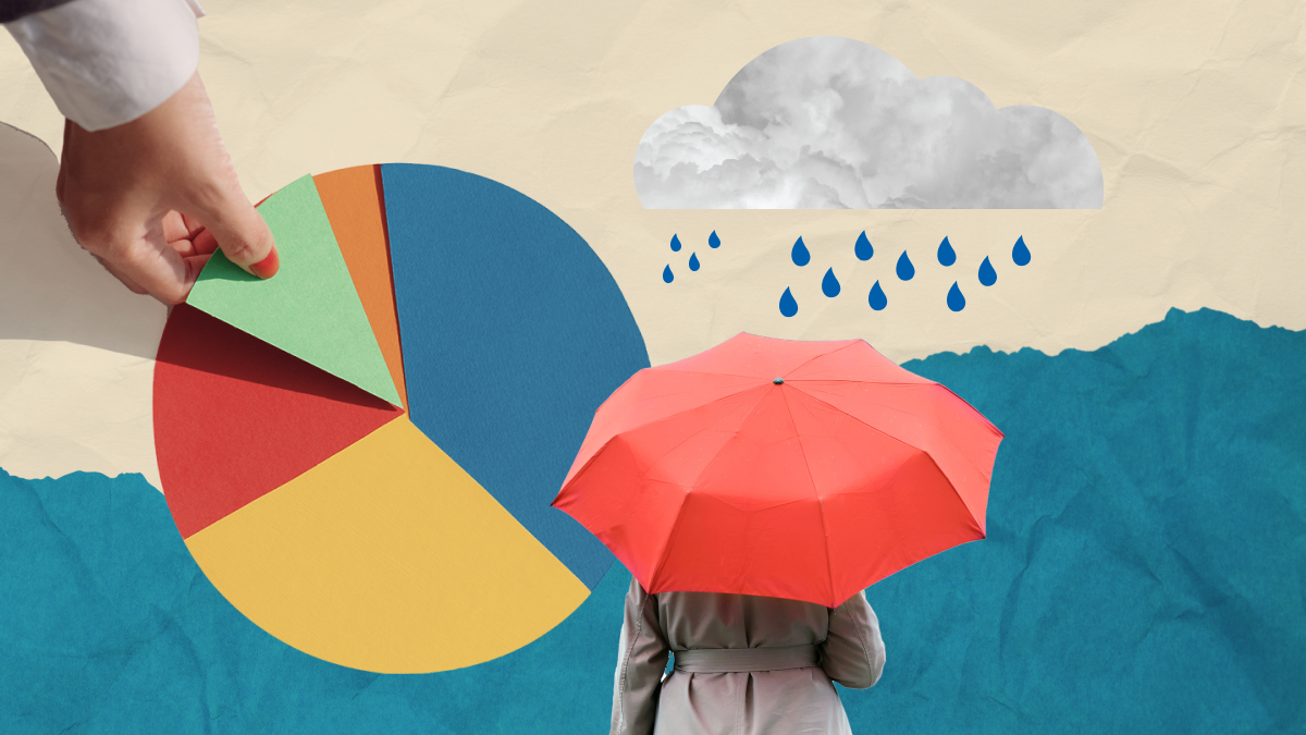 Abstract image of girl with umbrella and diagram