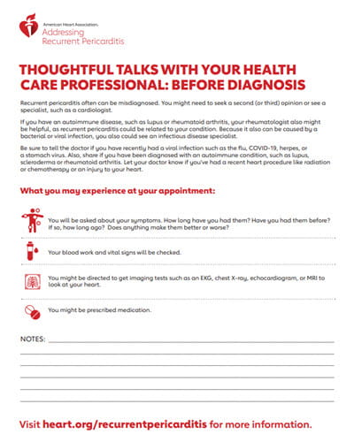 Discussion guide for recurrent pericarditis