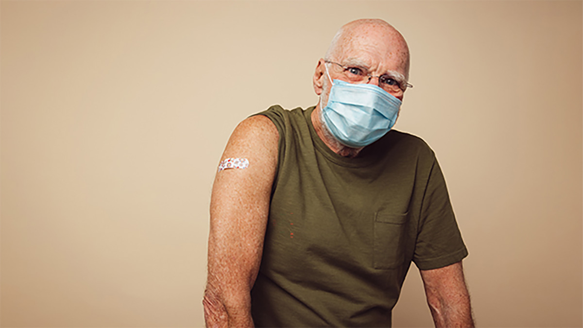 elderly man in the exam room