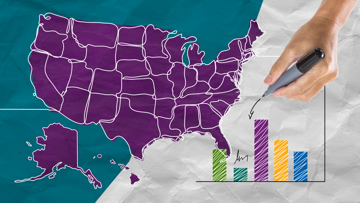 USA map overlay with bar chart