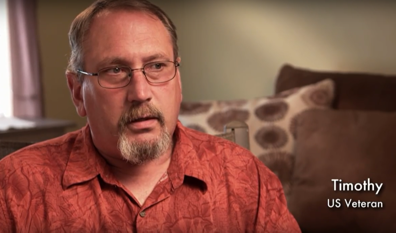Veteran Timothy speaks to the camera