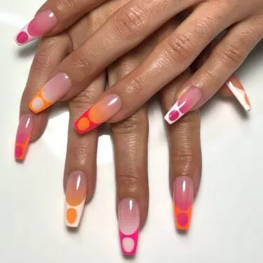 Neon art coffin manicure