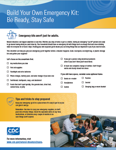 Teen Emergency Kit Checklist | Natural disasters