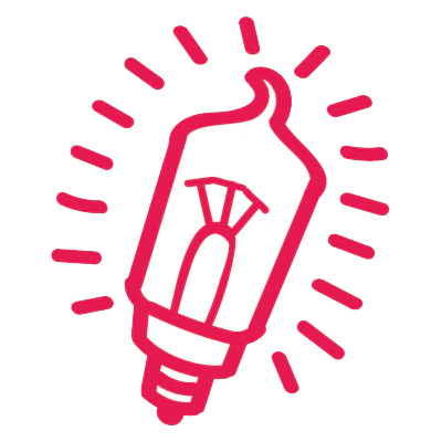 Illustrated outline of a tilted red bulb